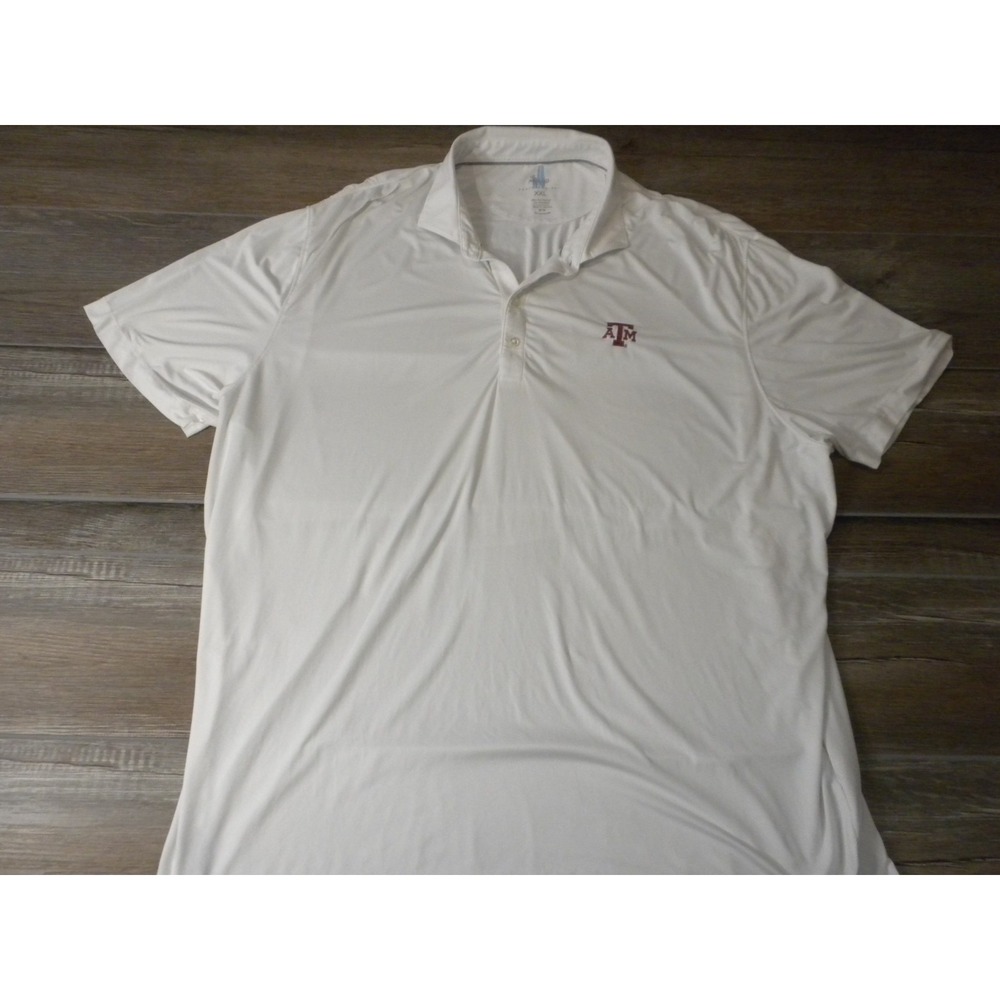 Johnnie-O Polo Shirt Mens XXL White Texas A&M Featherweight UPF 50 Wicking Golf - Picture 2 of 7